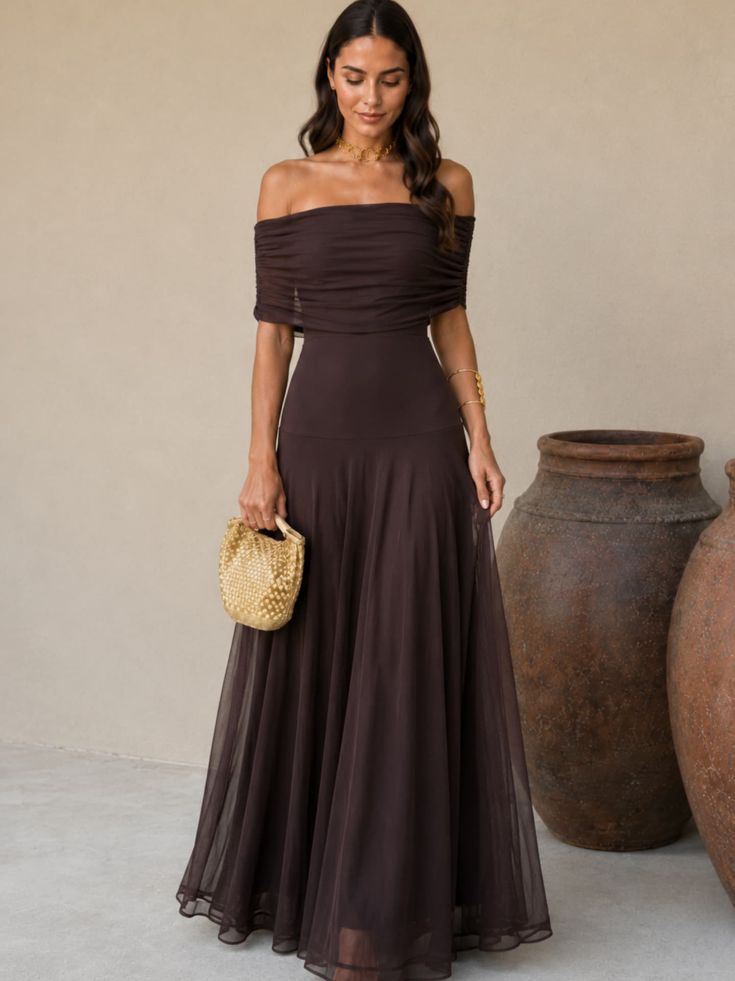 Renata – Vestido Largo Toledo en Marrón