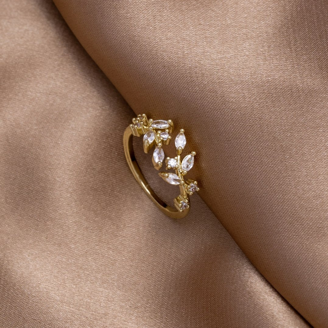 Aitana - Anillo Enredadera de Cristal Dorado