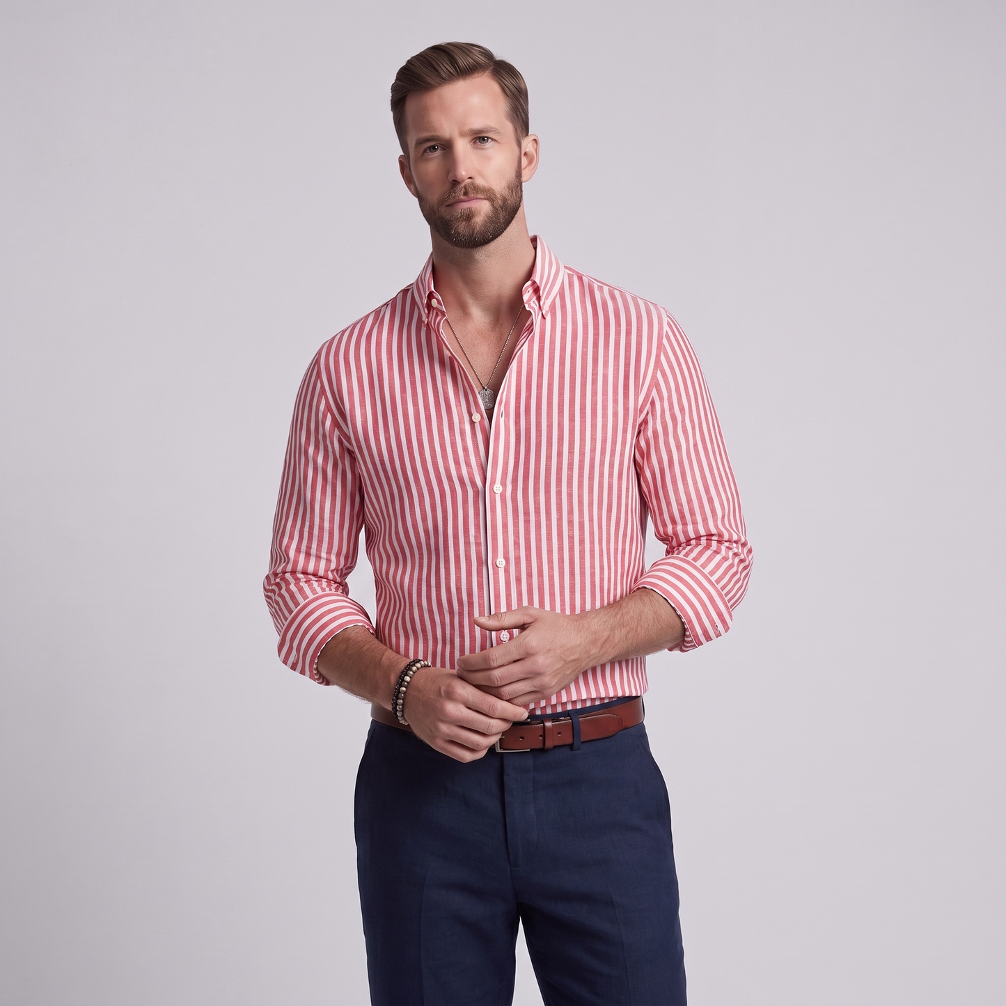 Stefano camisa a rayas rosa