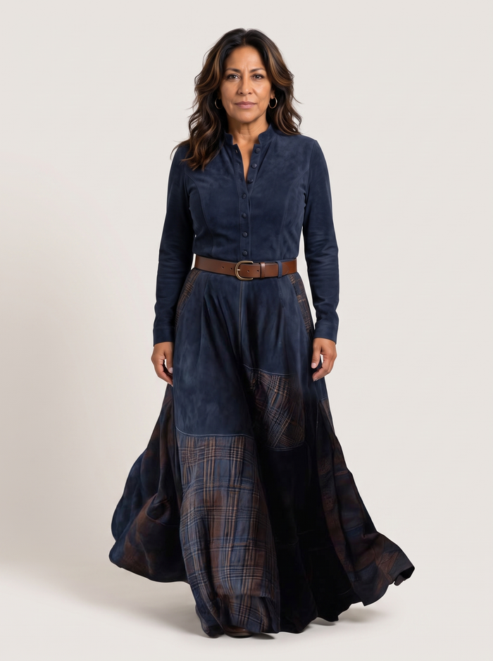 Valentina - Vestido Maxi de Ante con Cinturón