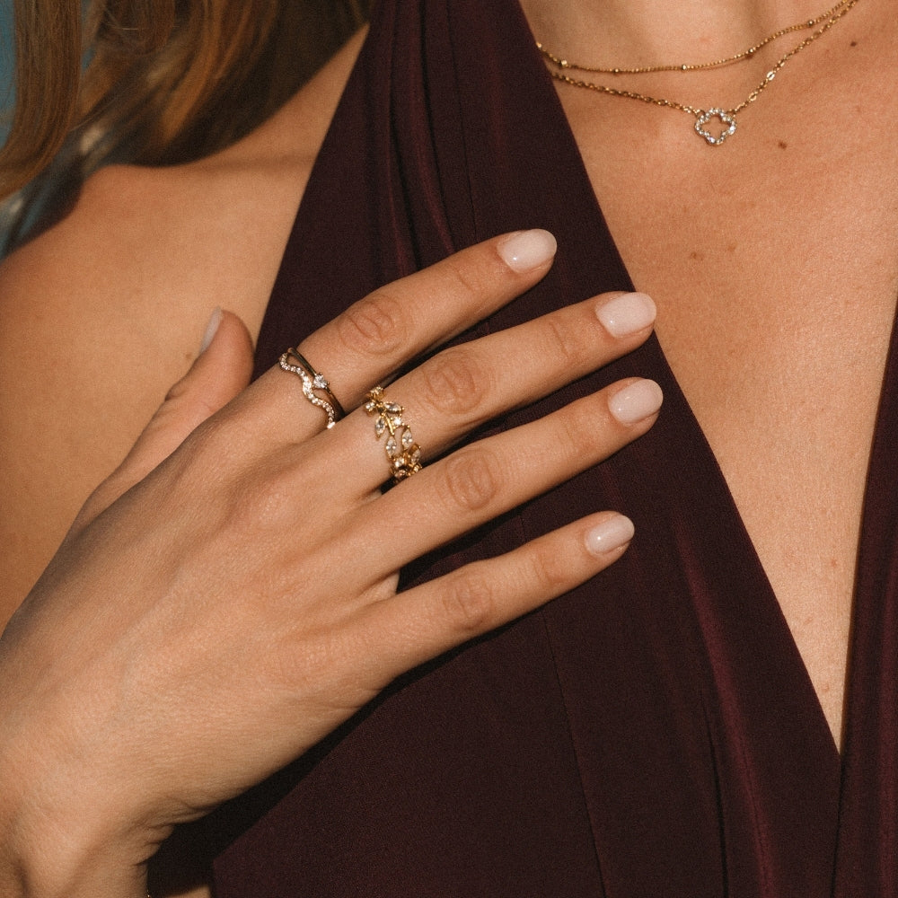 Aitana - Anillo Enredadera de Cristal Dorado