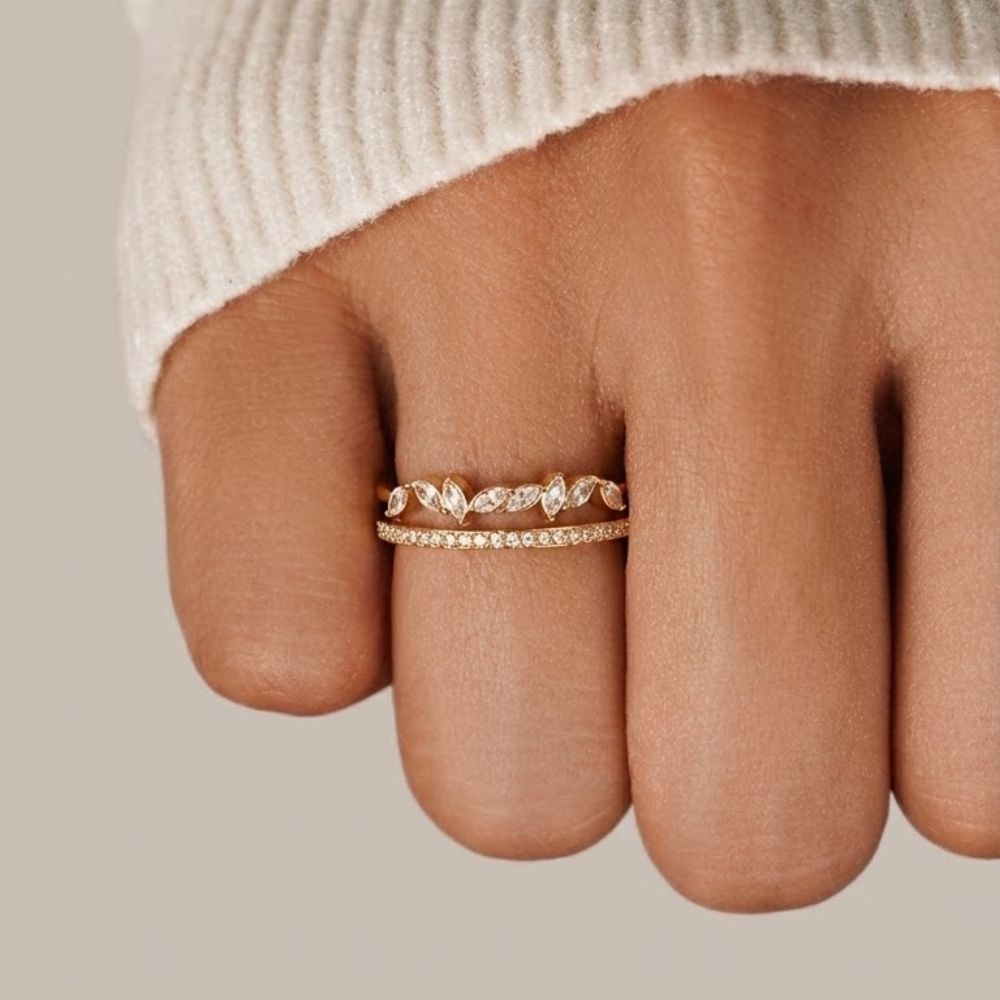 Mía - Anillo de Cristal Dorado