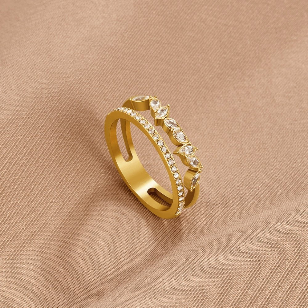 Mía - Anillo de Cristal Dorado