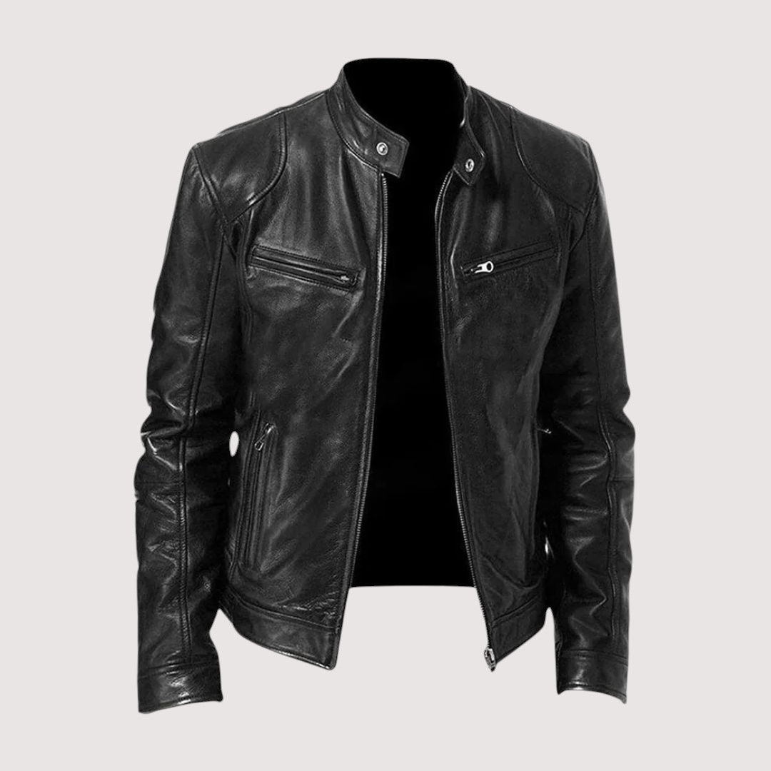 Casaca de cuero para hombre - Negro
