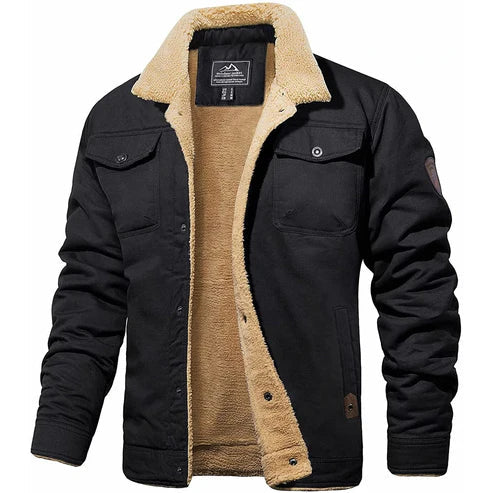 Casaca bomber con forro sherpa - Negro