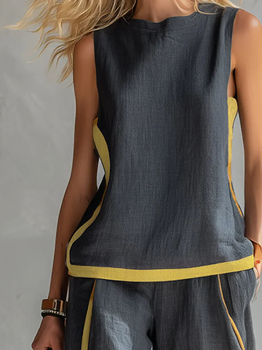 Andrea - Conjunto de Blusa Manga Larga y Pantalón Ancho
