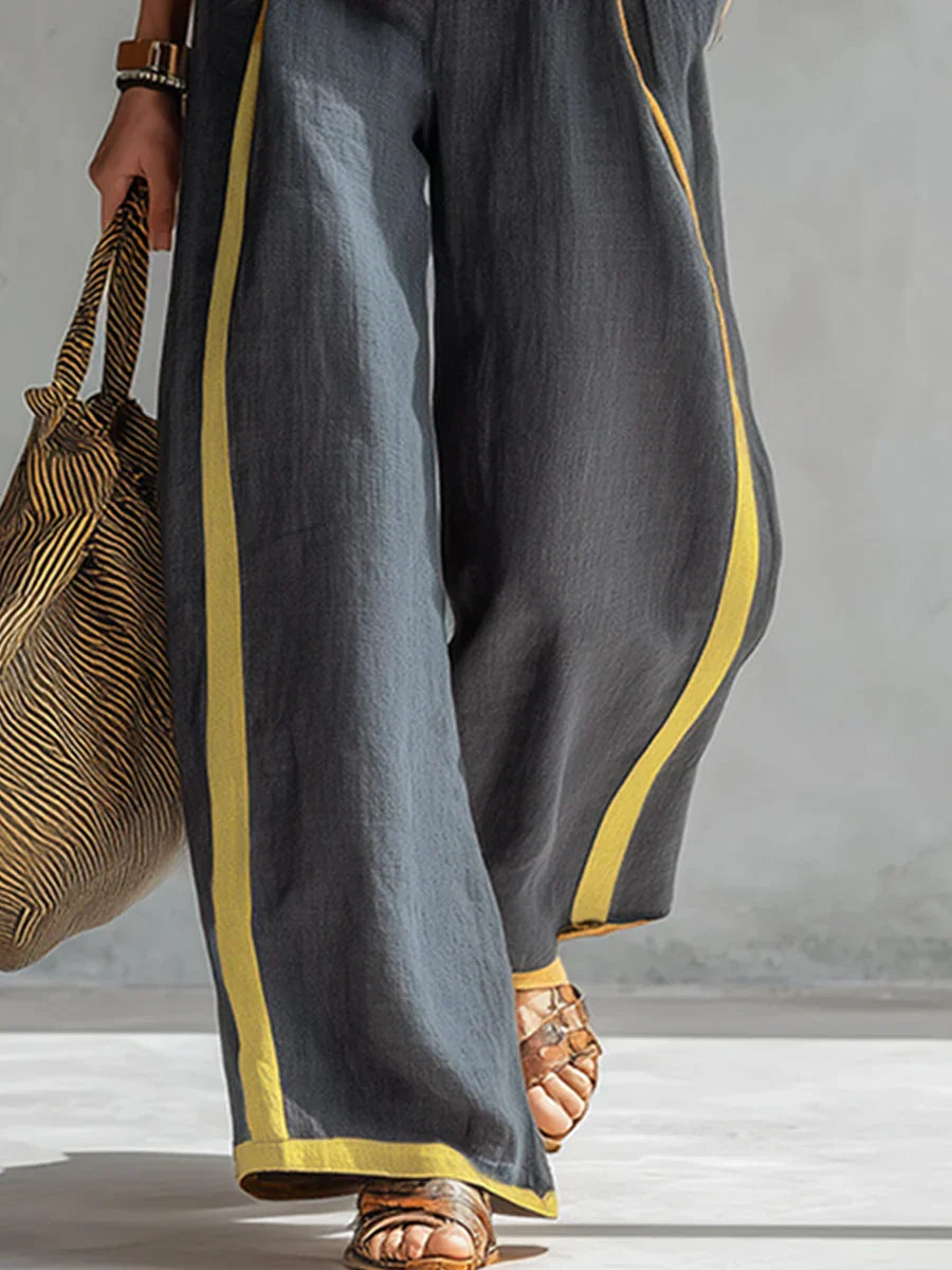 Andrea - Conjunto de Blusa Manga Larga y Pantalón Ancho