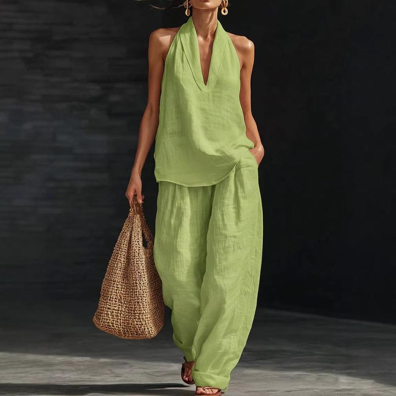 Fernanda - Conjunto Halter con Pantalón Palazzo