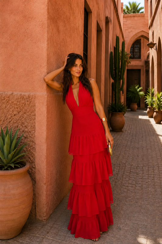 Catalina – Vestido Largo Manila en Rojo