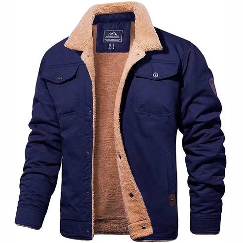 Casaca bomber con forro sherpa - Azul