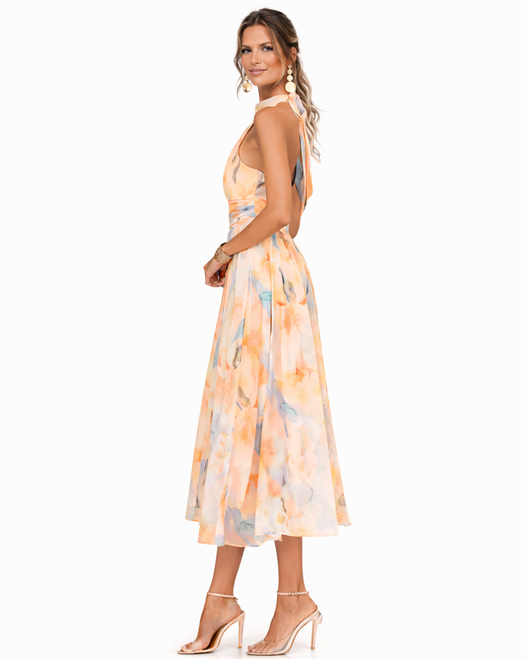 Naomi – Vestido Halter con Estampado Acuarela
