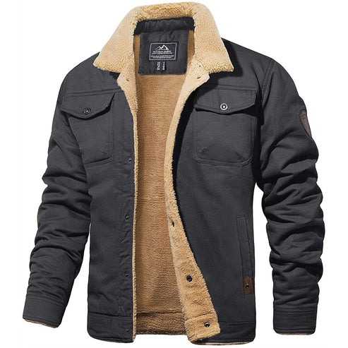 Casaca bomber con forro sherpa - Gris
