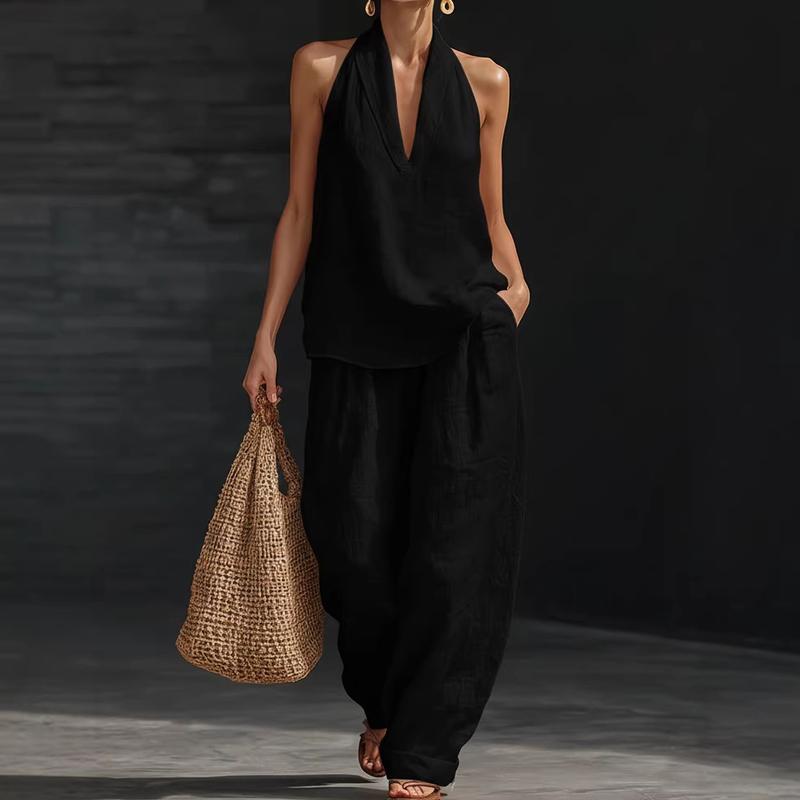 Fernanda - Conjunto Halter con Pantalón Palazzo