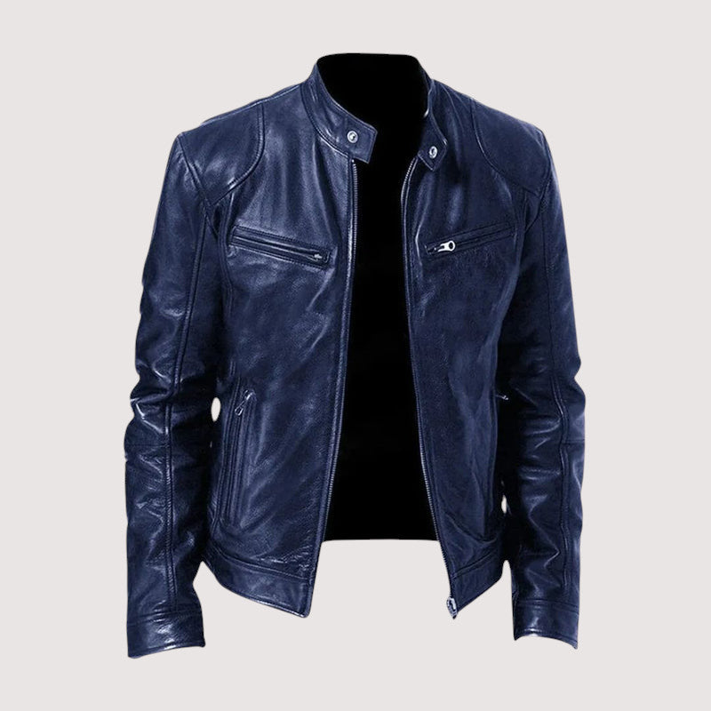 Casaca de cuero para hombre - Azul Oscuro