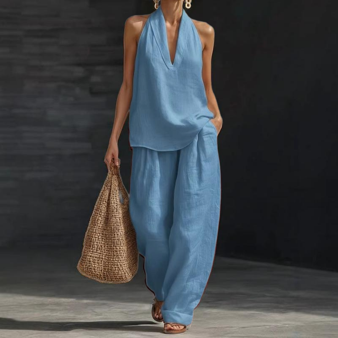 Fernanda - Conjunto Halter con Pantalón Palazzo