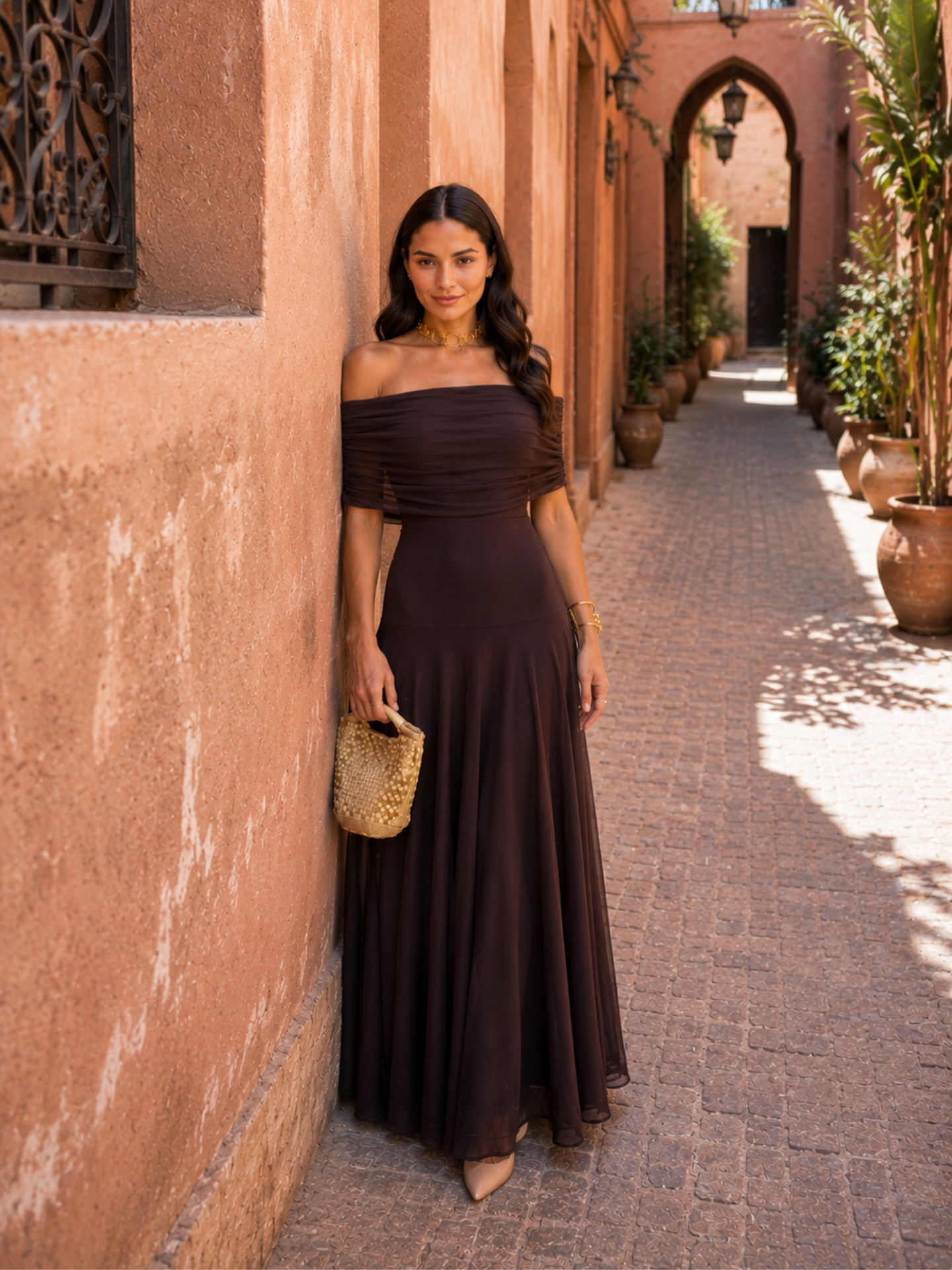 Renata – Vestido Largo Toledo en Marrón