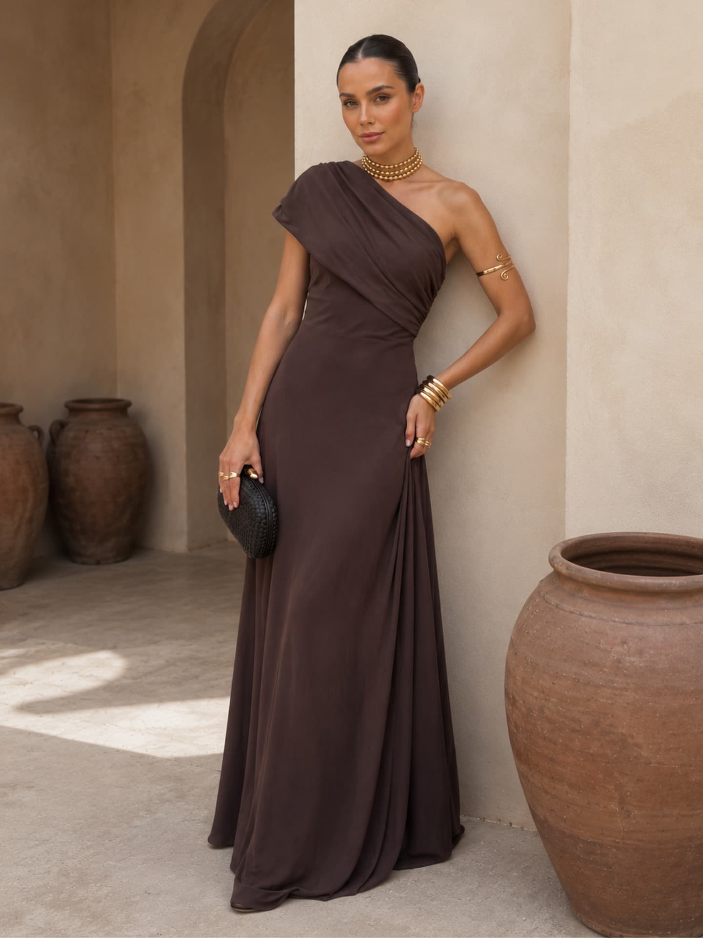 Renata – Vestido Largo Toledo en Marrón