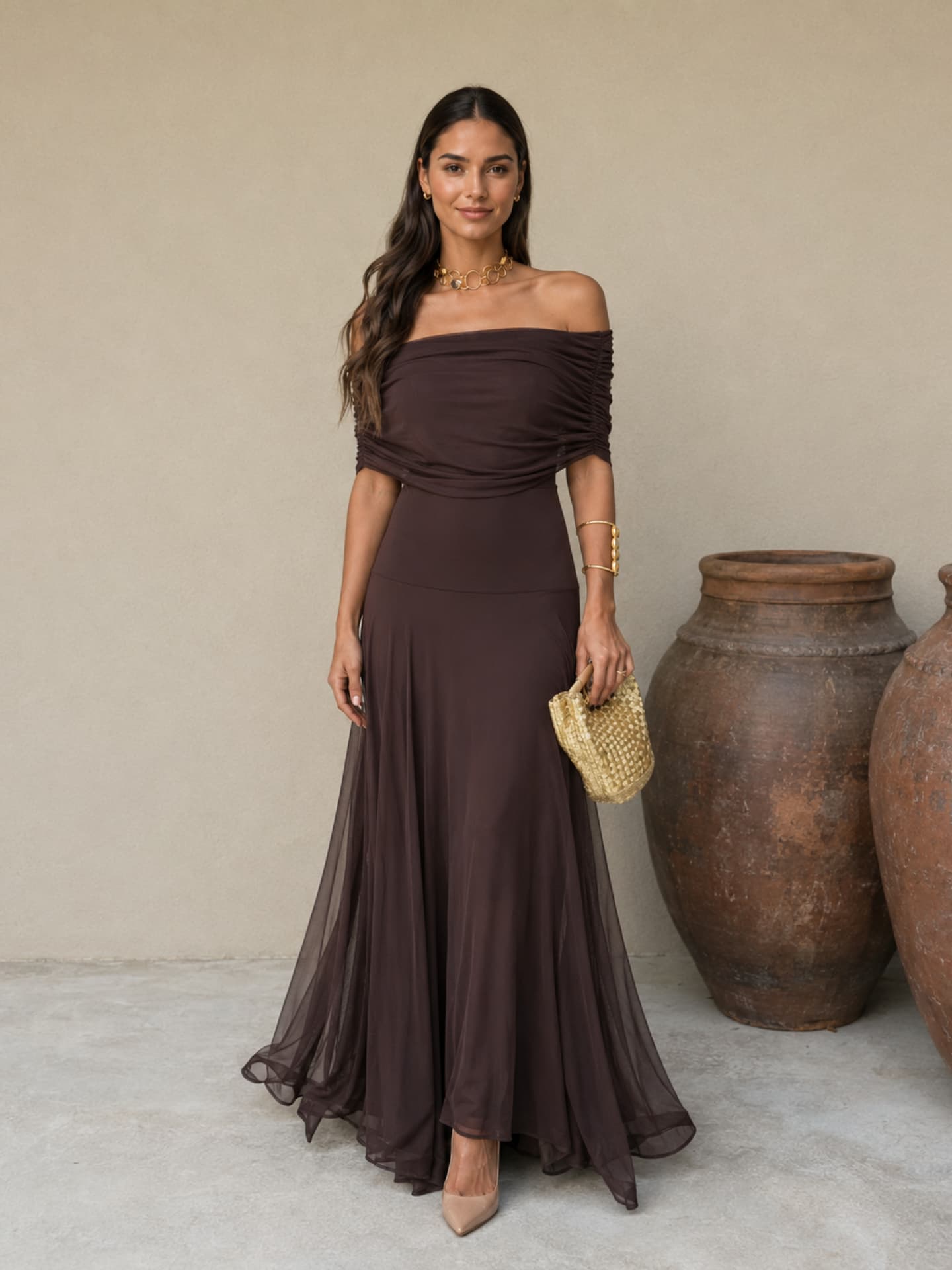Renata – Vestido Largo Toledo en Marrón
