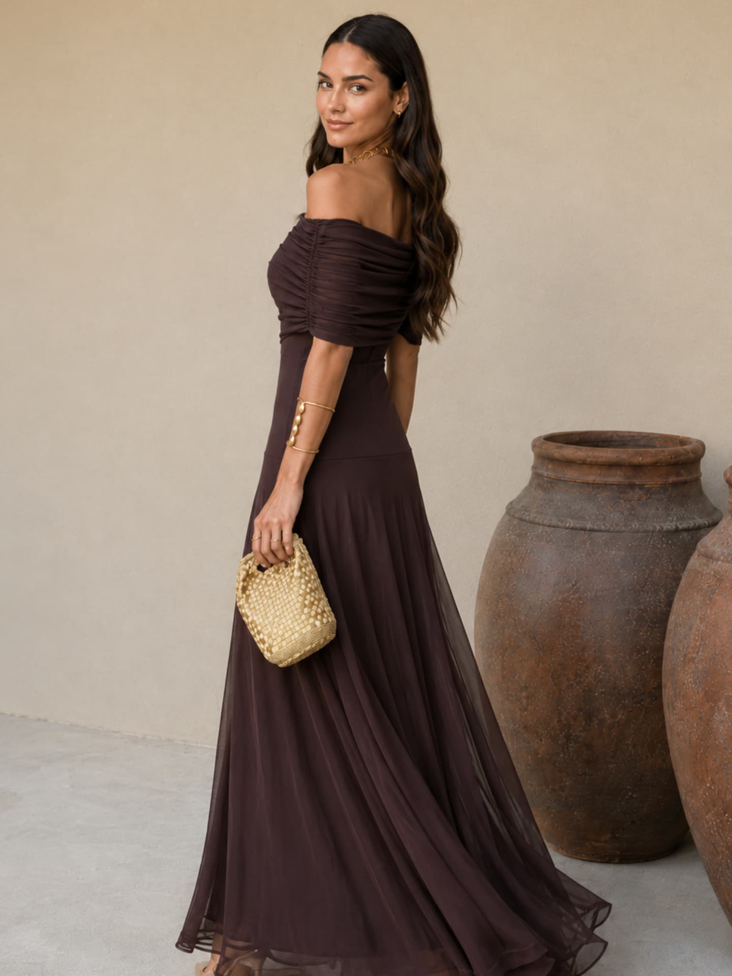 Renata – Vestido Largo Toledo en Marrón