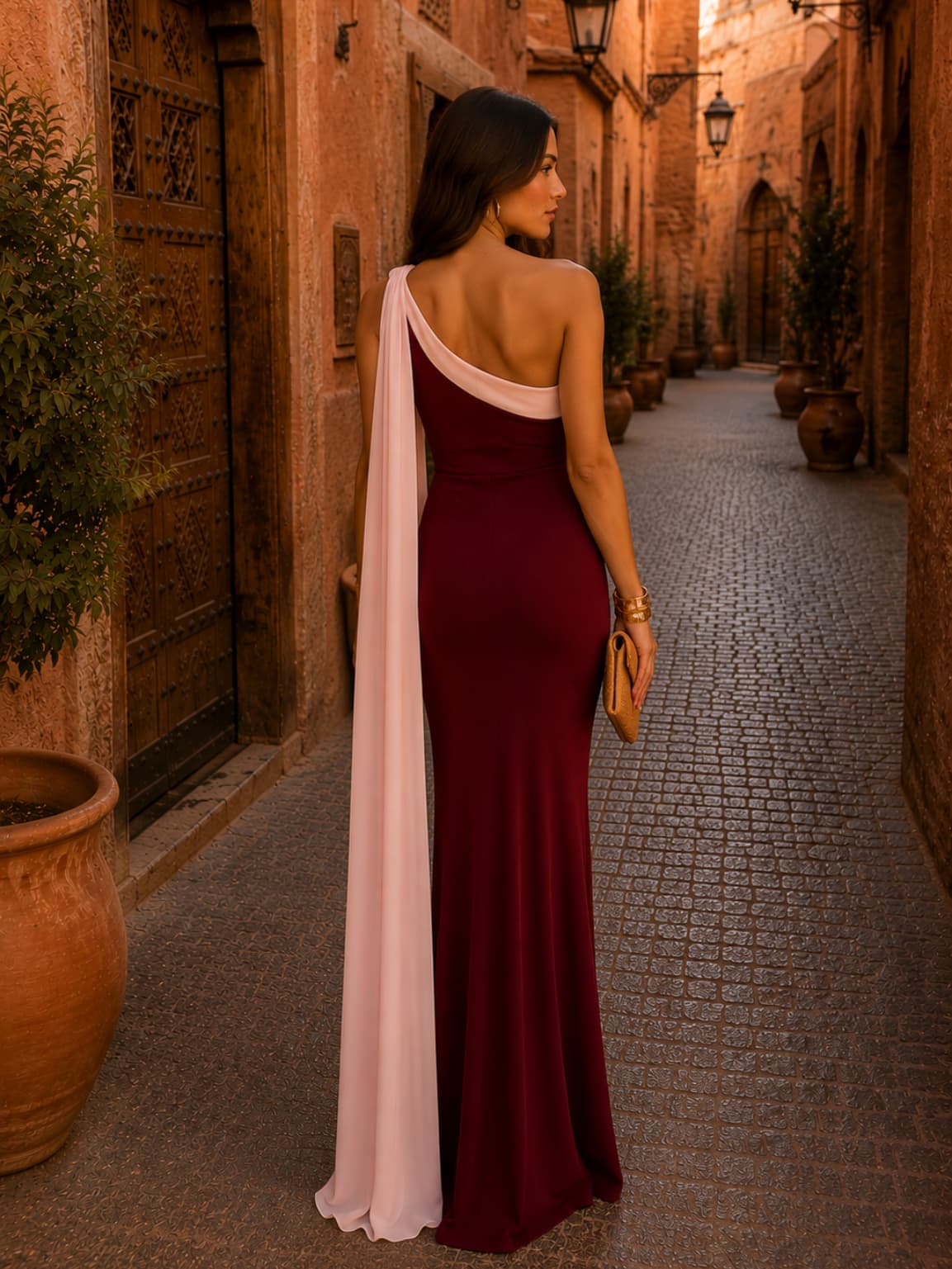Ariana – Vestido Largo Vivian en Burdeos