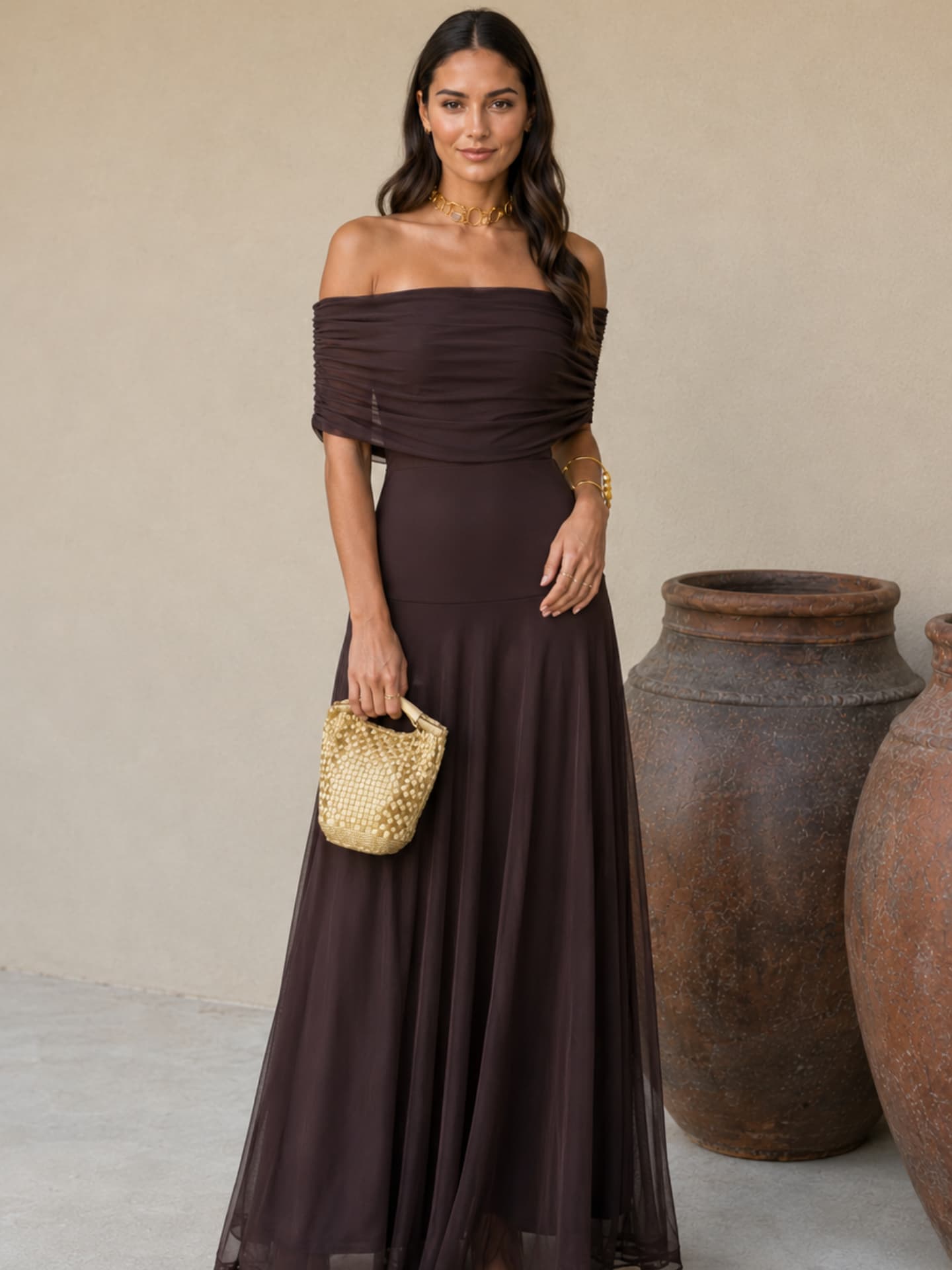Renata – Vestido Largo Toledo en Marrón
