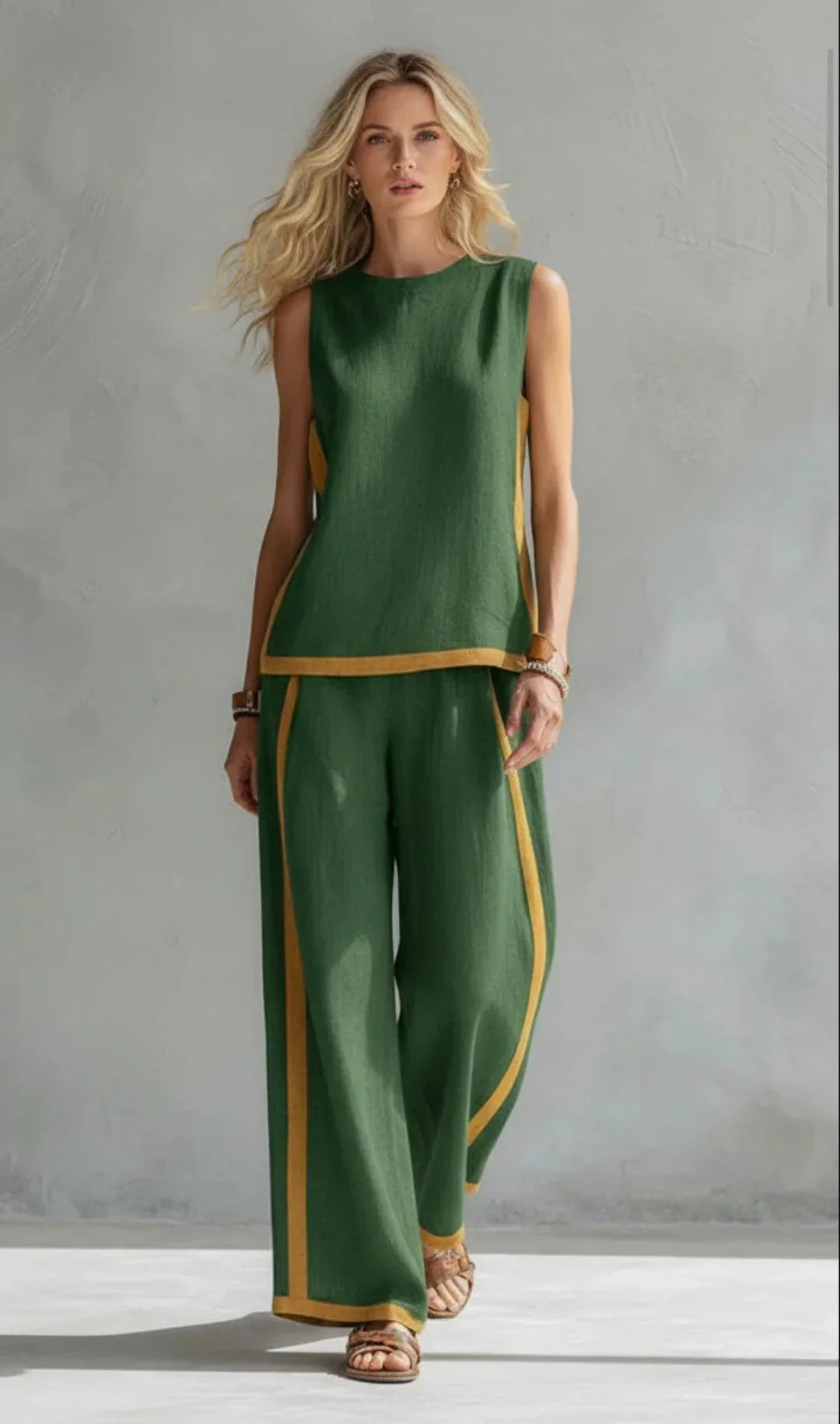 Andrea - Conjunto de Blusa Manga Larga y Pantalón Ancho