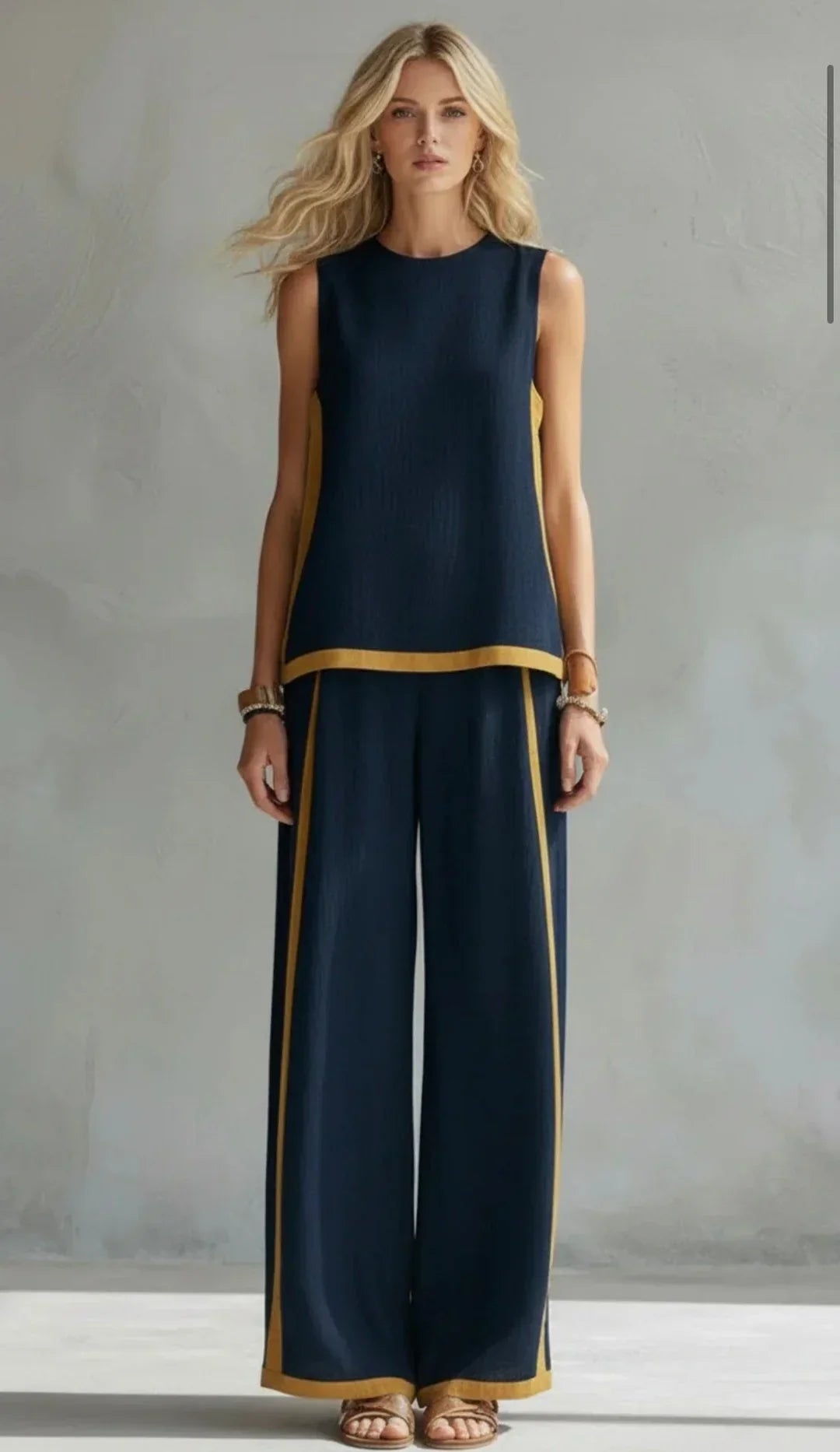 Andrea - Conjunto de Blusa Manga Larga y Pantalón Ancho