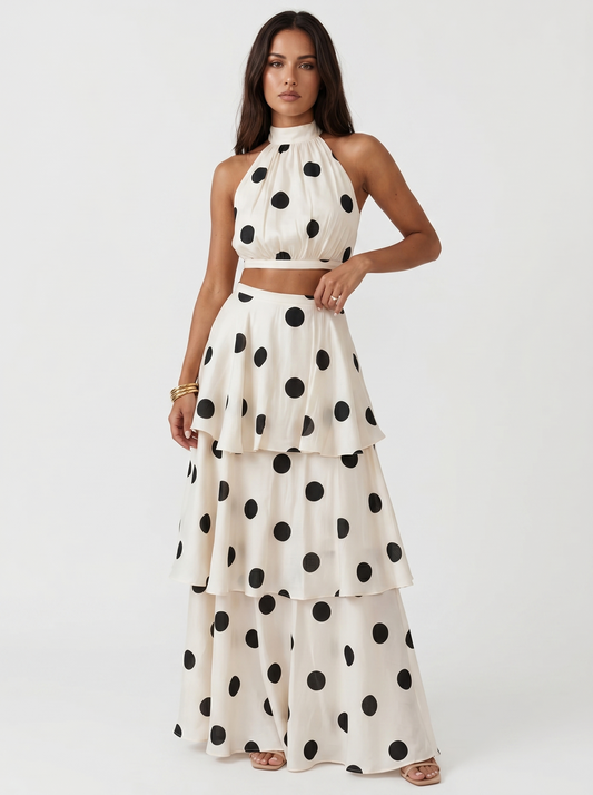 Carmen – Conjunto de Top y Falda Larga de Lunares