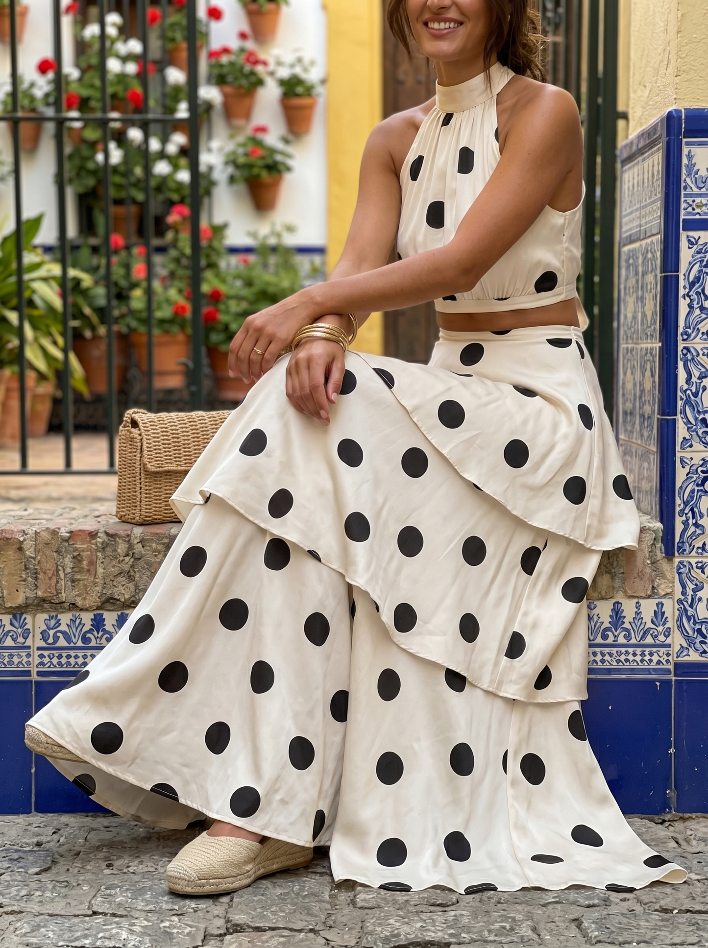 Carmen – Conjunto de Top y Falda Larga de Lunares