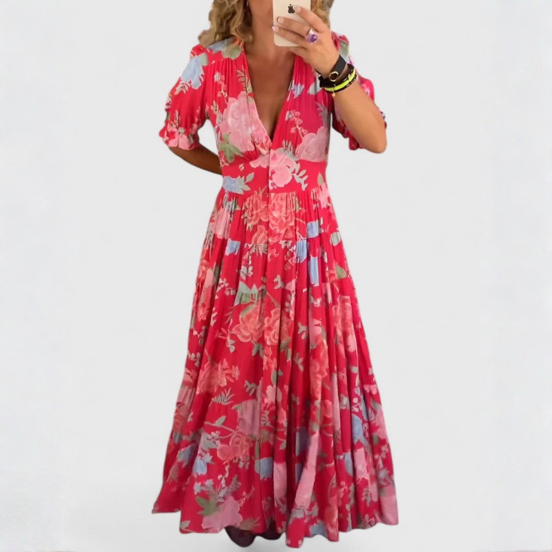 Miriam - Vestido Floral con Cuello en V