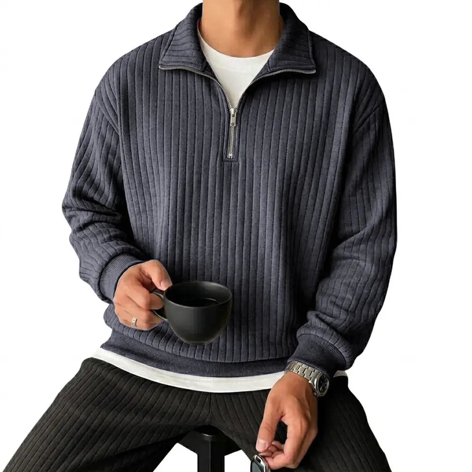 Chompa de Medio Cierre para Hombre - Gris Oscuro