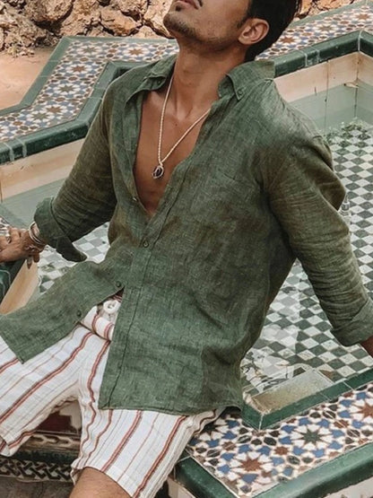 Bruno - Camisa Ligera Manga Larga con Cuello Solapa