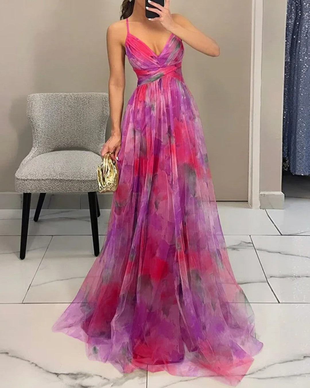 Luciana – Vestido Maxi Floral con Caída Fluida