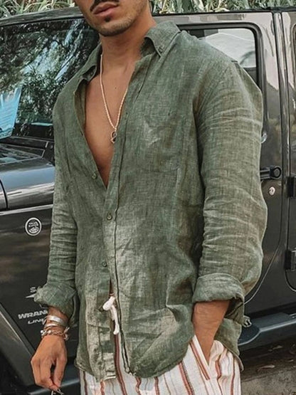 Bruno - Camisa Ligera Manga Larga con Cuello Solapa