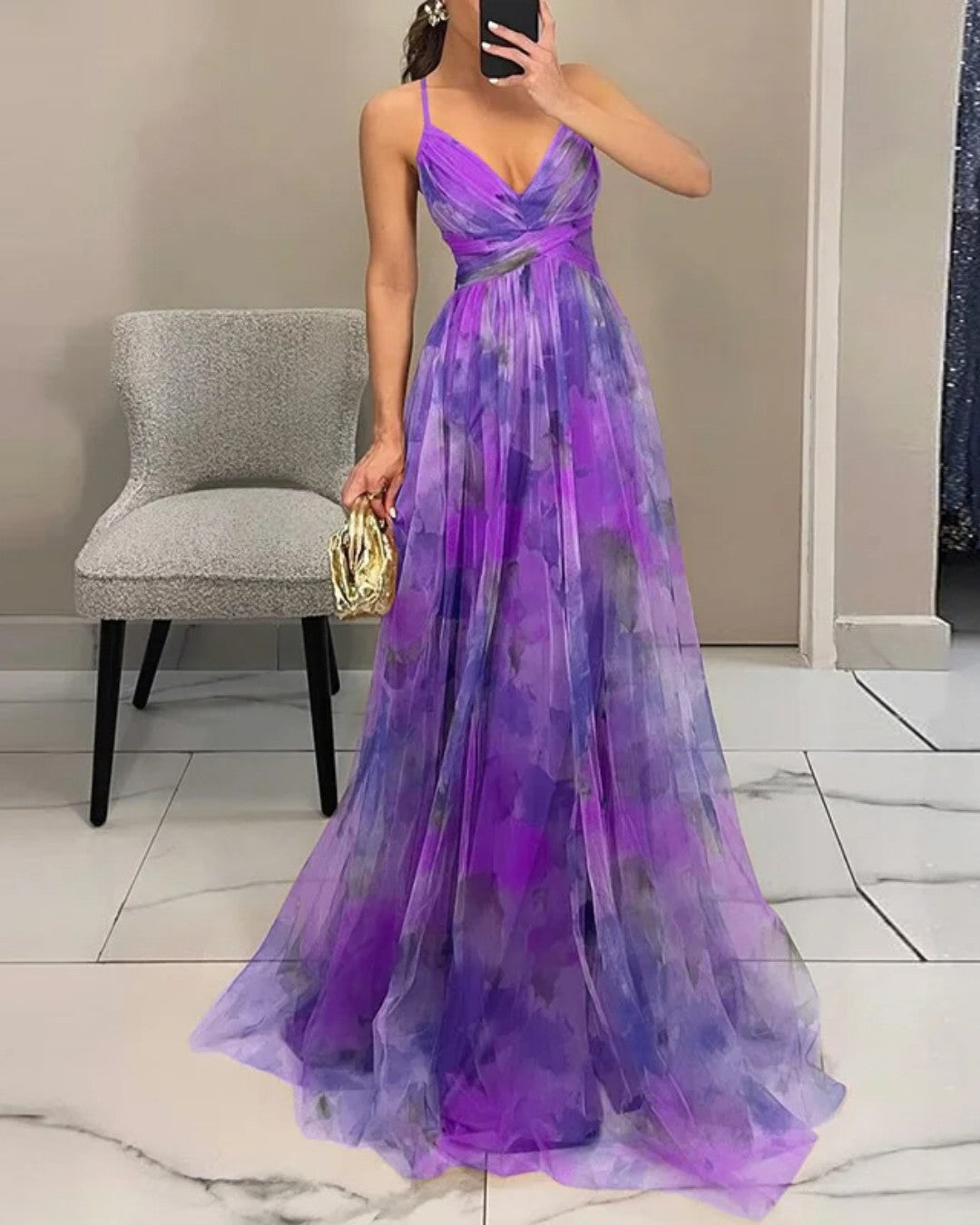 Luciana – Vestido Maxi Floral con Caída Fluida