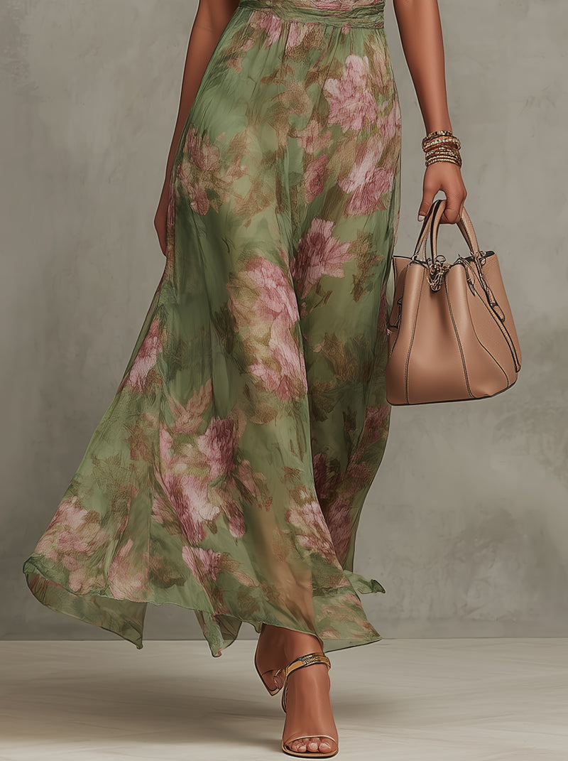 Ximena – Vestido Maxi Halter con Estampado Floral