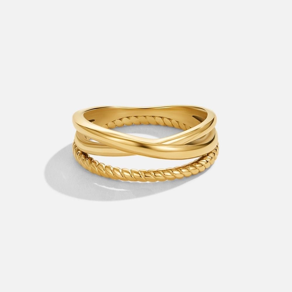 Briana - Anillo Cruzado Torcido Dorado