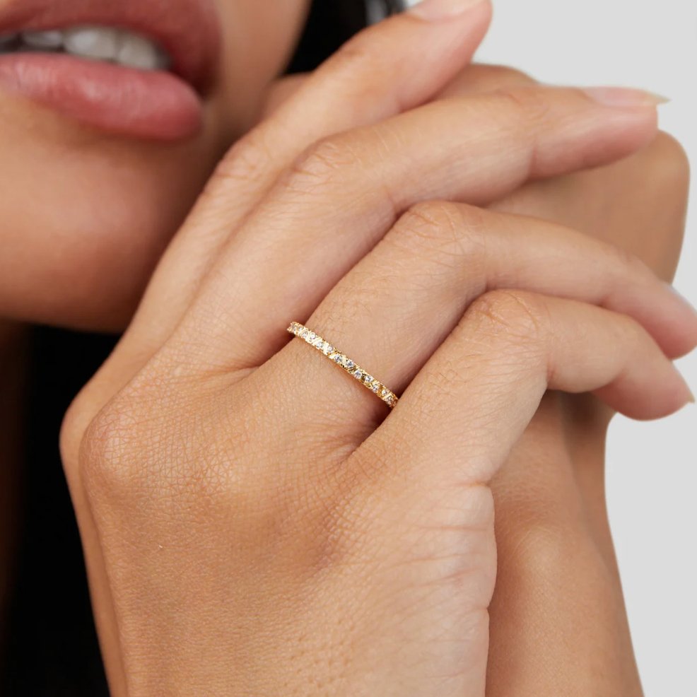 Bianca - Anillo Banda de Cristales Dorado