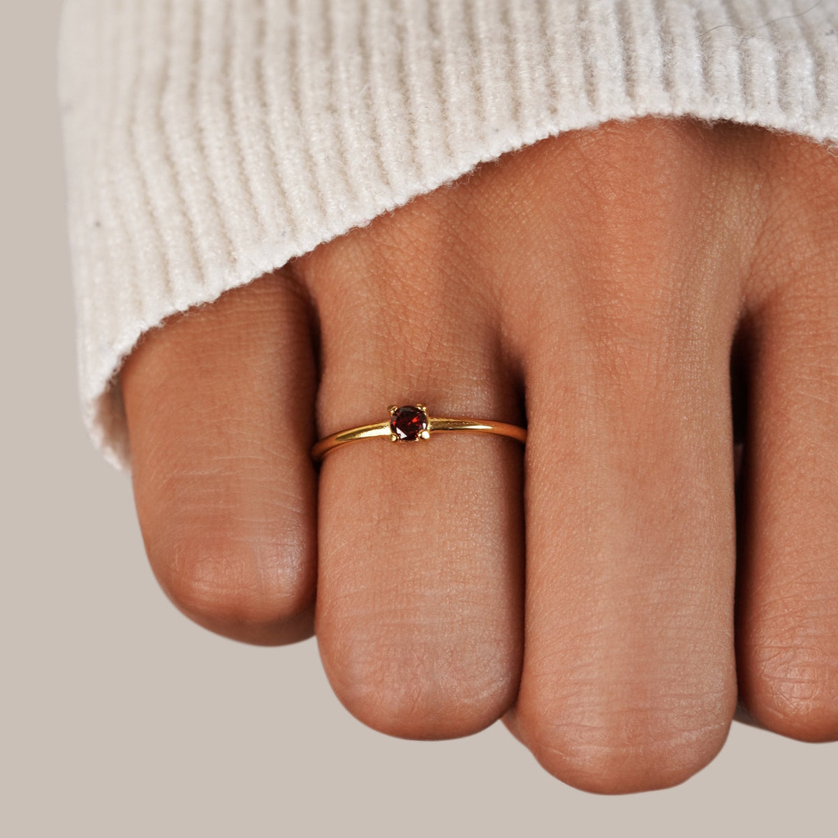 Rosario - Anillo con Piedra de Nacimiento Dorado