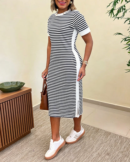 Fernanda - Vestido Midi a Rayas con Bolsillos