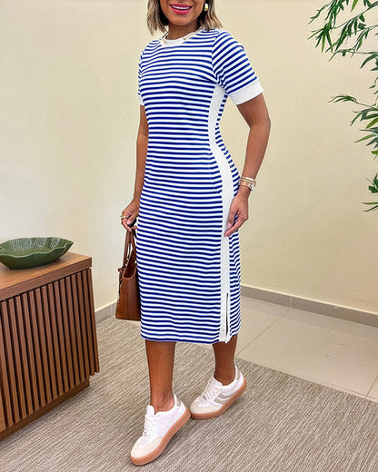 Fernanda - Vestido Midi a Rayas con Bolsillos