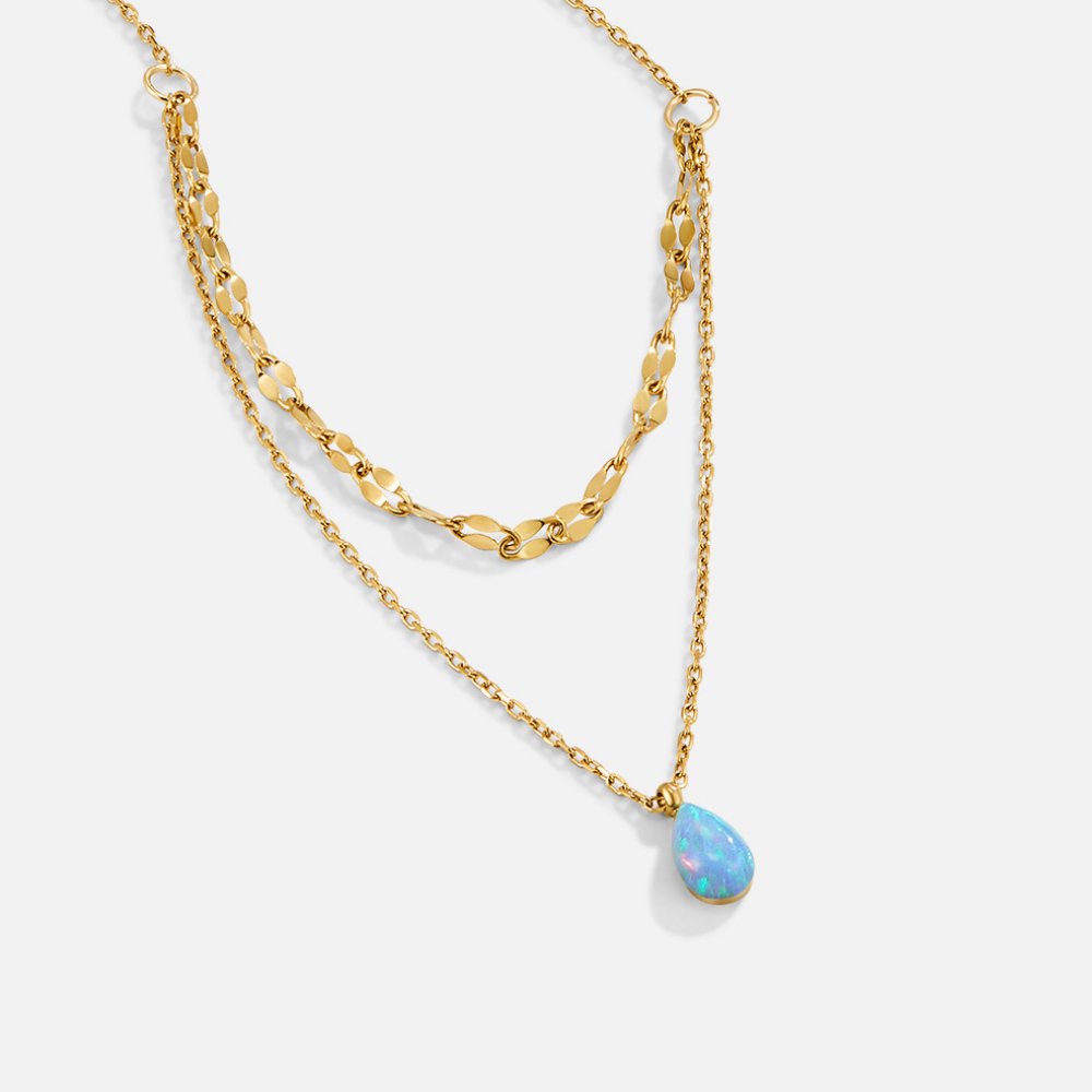 Brunella - Collar en Capas con Gota de Ópalo Azul