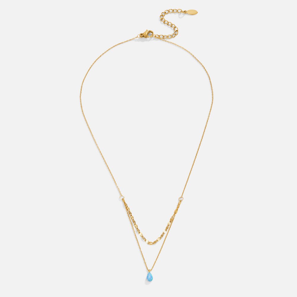 Brunella - Collar en Capas con Gota de Ópalo Azul