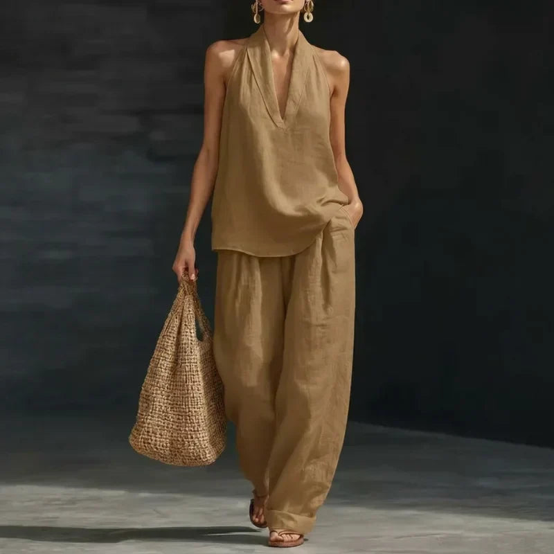 Fernanda - Conjunto Halter con Pantalón Palazzo