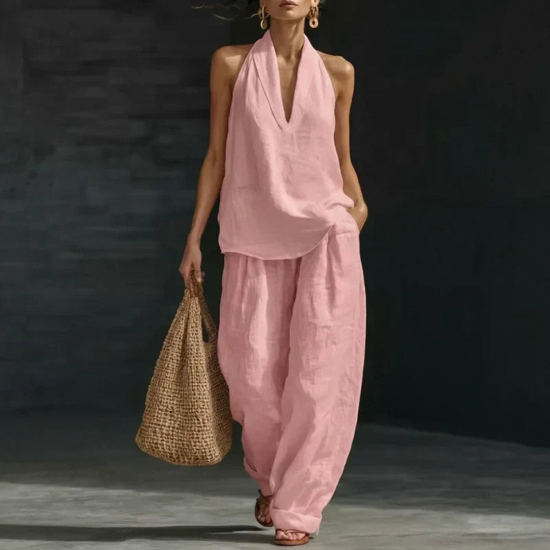 Fernanda - Conjunto Halter con Pantalón Palazzo