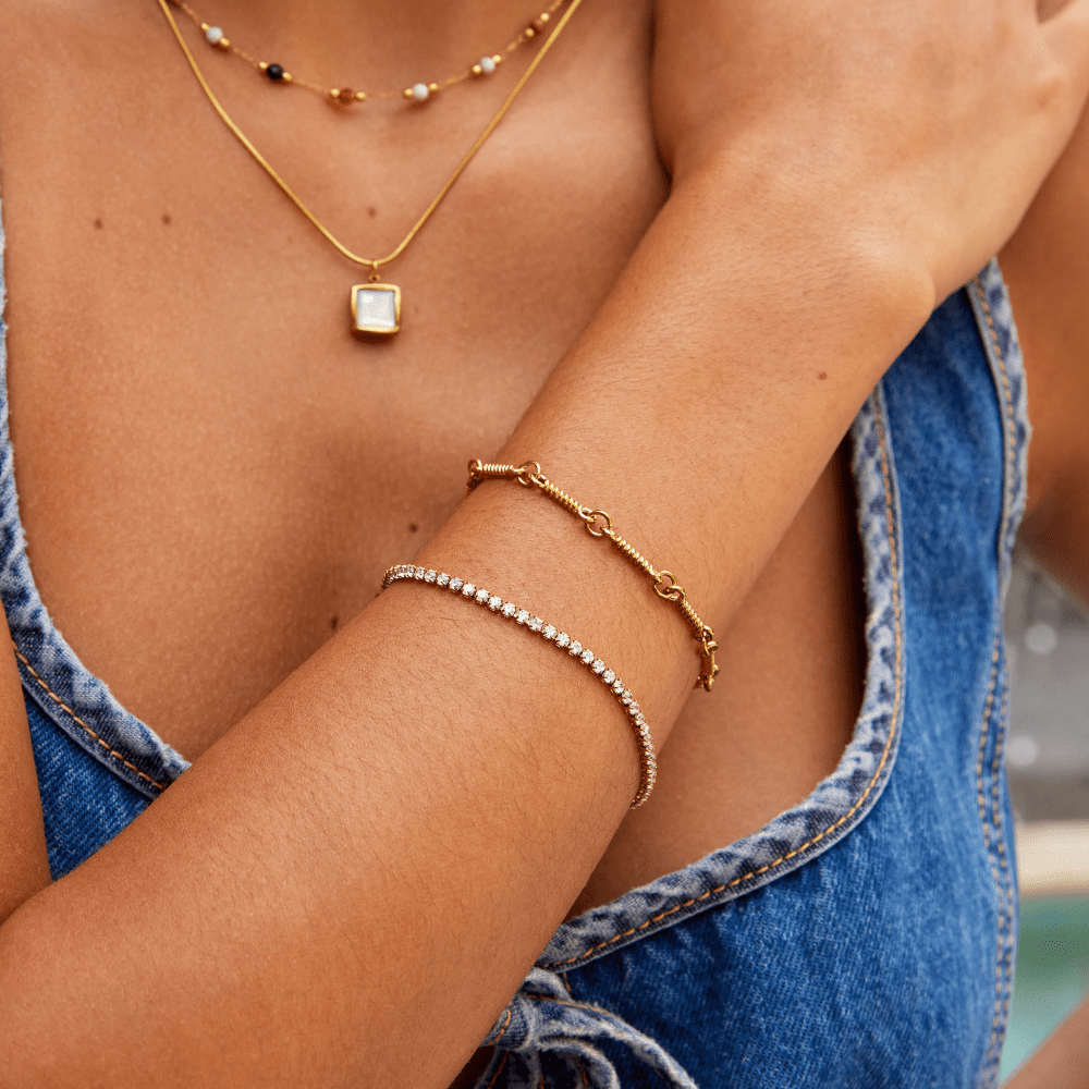 Catalina - Pulsera Tennis Dorada
