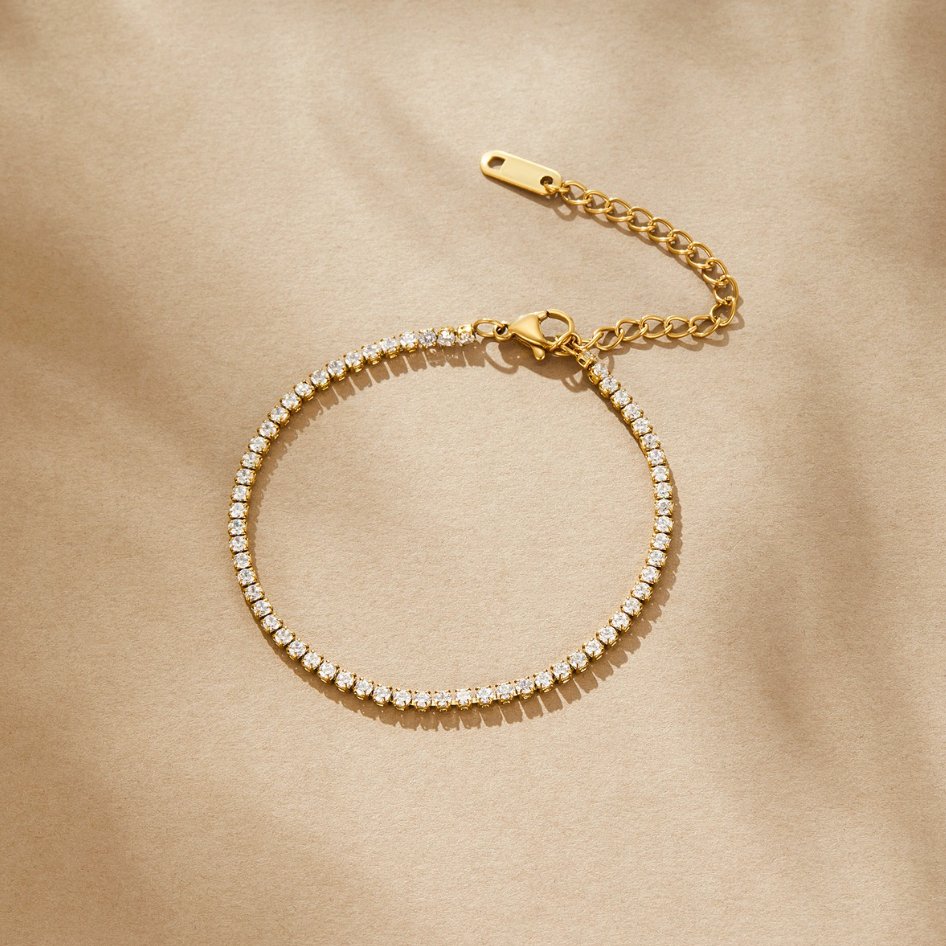 Catalina - Pulsera Tennis Dorada