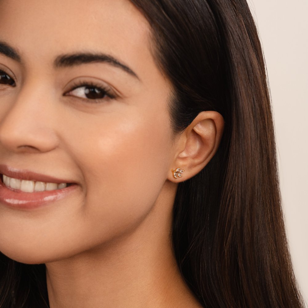 Allison - Aretes de Hoja con Cristales