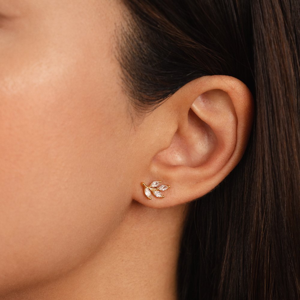 Allison - Aretes de Hoja con Cristales
