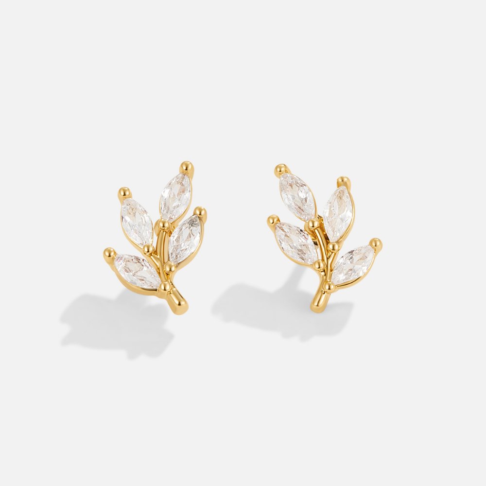 Allison - Aretes de Hoja con Cristales
